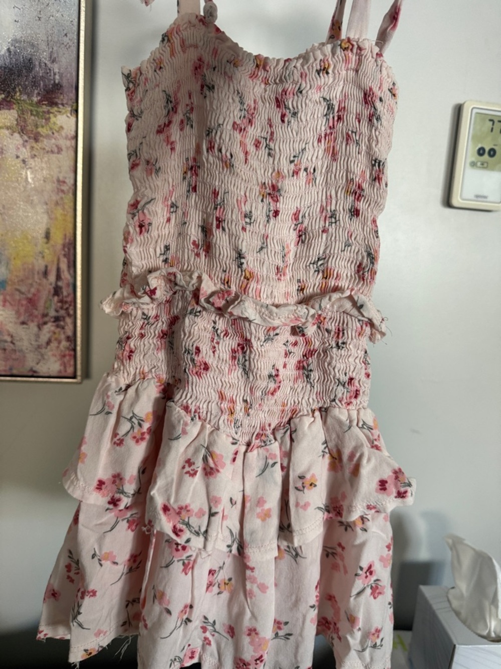 Tweenstyle Pink Floral Smocked Tiered Sundress